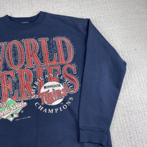 Vintage Minnesota TWINS 1991 World Series Champions Sweatshirt Sz L Made in USA - Picture 4 of 16